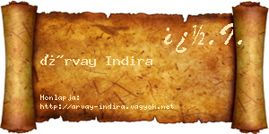 Árvay Indira névjegykártya